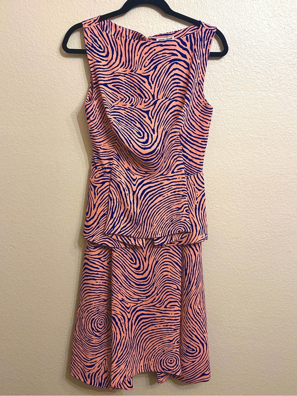 Opening Ceremony Fingerprint Print Layered Dress Coral Navy Size 4